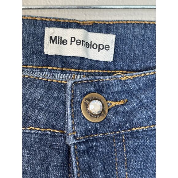 Mlle Penelope Jeans Womens Size 14 Blue Denim Rhinestone Mid Rise Straight Ankle - Picture 2 of 9